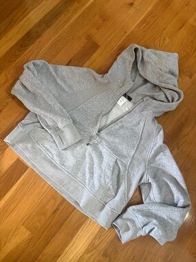 Gray Zip crop Hoodie